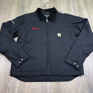 Carhartt Mens Black Relaxed Fit Duck Detroit Jacket Size L Large Blanket Lined